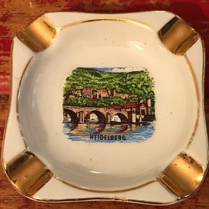 Vintage Heidelberg Ashtray Gold Accents 3 1/2”